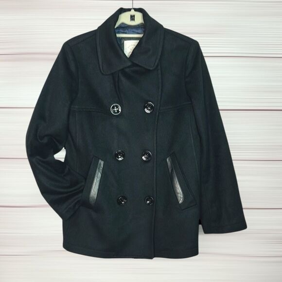 Paul & Shark Black Peacoat Women’s Double Breasted Wool Cashmere Italy sz 44 US8 - Picture 1 of 12